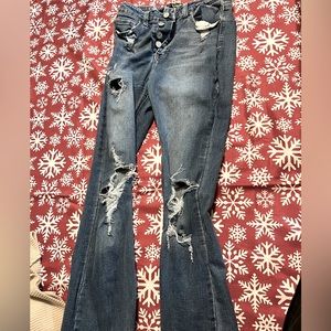 ripped flare jeans